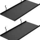 PEKGRIL 17X8 Inch Large Pegboard Shelves Set of 2, Metal Peg Board Shelves Accessories, Flat Display Shelves for Pegboard, Metal Retail Display for Storage and Organization, Black