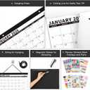 Ospelelf 2026-2027 Calendar Magnetic Desk Wall Desktop Monthly Planner from January 2026 - June 2027 Large To Do Pad with Plastic Cover for Office 17" X 12" Black