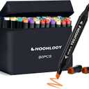80 Colors Upgraded Alcohol Marker Set, Brush Chisel Double Head Art Marker for Artists Adult Coloring, Sketching, Painting, Comes w/ 1 Case