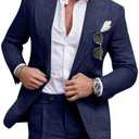 Diaryan Linen Men Suit Set Casual Tuxedo 2 Piece Regular Fit Blazer One Button Solid Jacket and Pants for Prom Wedding Party XXL