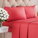 Queen Size 4 Piece Sheet Set - Comfy Breathable & Cooling Bed Sheets Set - Hotel Luxury Bedding for Women, Men, Kids, Teens, Boys & Girls - Deep Pockets, Ultra-Soft and Wrinkle Free - Oeko-Tex - Red