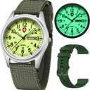 Gosasa Unisex Military Watches Sport Textile Nylon Strap Stylish Men Watch Luminous Fashion Watches Analog Display Quartz Waterproof Casual Wristwatch