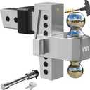 VNN Adjustable Drop Hitch  Dual-Ball (1-7/8'' & 2'') Trailer Hitch for 2.5-Inch Receiver, 6-Inch Drop, 15,000 lbs GTW, Heavy-Duty Ball Mount for Trucks  Silver (VN0009) (2.5 Inch 6 Drop)