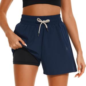 HODOSPORTS Women's 4'' Swim Shorts Quick Dry Board Shorts with Boxer Liner Pockets Swimsuit Bottoms (Navy) XL