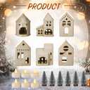 Ceramic Christmas Village Houses Porcelain Christmas Village Sets Matt Ceramic LED Lighted Xmas Town Houses Accessories Holiday Farmhouse Vintage Rustic Decor for Tabletop Mantle