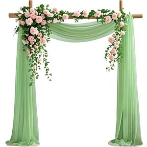 Wedding Arch Draping Fabric, 29" x 20ft Green Sheer Curtains Wedding Decorations for Ceremony, 6.7 Yards Green Chiffon Draping Fabric Backdrop