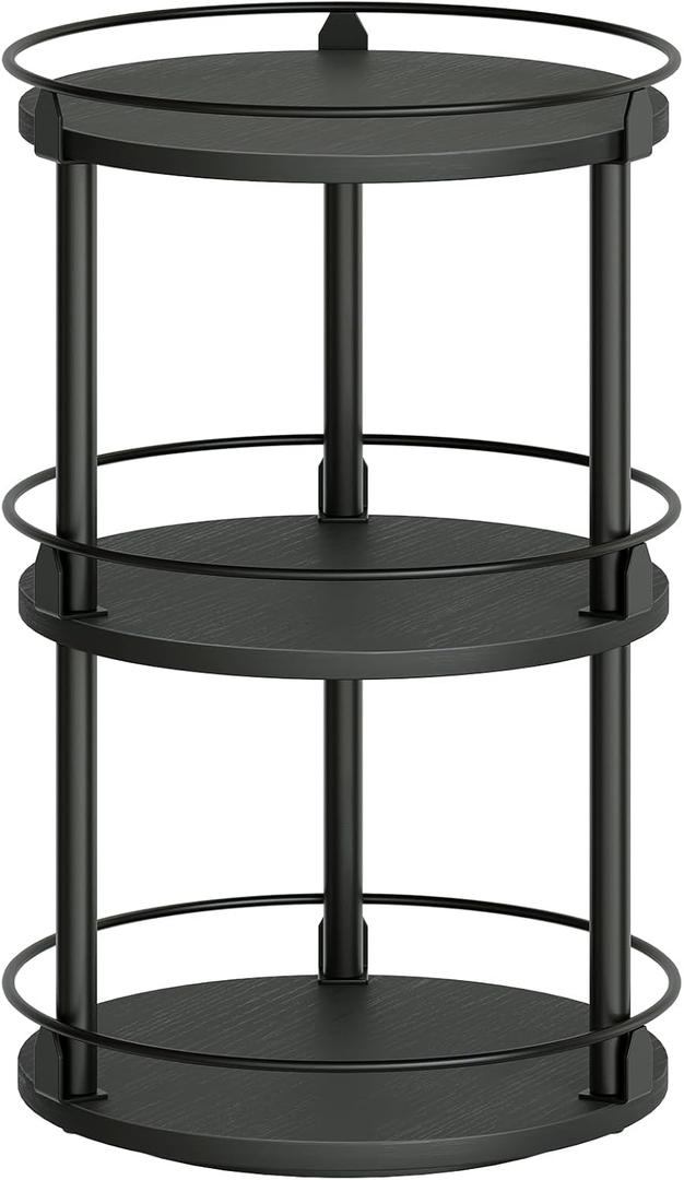 3-Tier Lazy Susan Organizer, Rotating Spice Rack, Spinning Organizer, Industrial Turntable Spice Rack Organizer for Cabinet, Kitchen Countertop, Pantry, Black SR23BK 10.2"L x 10.2"W x 18"H