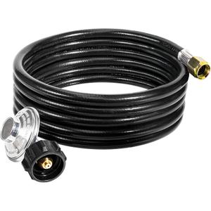 DPB 12Ft Propane Regulator Hose with 3/8" Female Flare NUT, Universal QCC1 Male Fitting Hose and Regulator for Most LP Gas Grill, Heater and Fire Pit Table (12Ft)