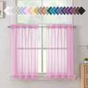 Aiyufeng Pink Short Curtains Sheer Bathroom 14 inch, 40x36