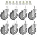 RILIDRI 4-Inch Swivel Stem Caster, 7/16-Inch Stem Diameter Rubber Wheel, Heavy Duty TPR Replacement Wheels for Rubbermaid Mop Bucket Cart Grill Casters - 8 Pack
