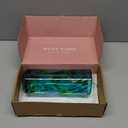 9.45" Tall Teal Vase Hand Blown Glass Vase Green, Modern Teal Home Centerpieces Wide Mouth Vases for Bud&Flower Decor - Ideal Living Room, Kitchen, Wedding, Dining Table, Office Center Table