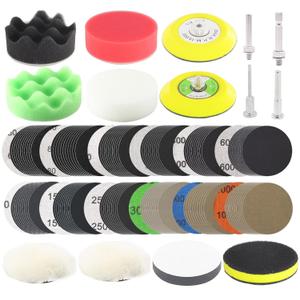 134Pcs Sandpaper 3Inch Sanding Disc Drill Polishing Kit, Wet Sanding Paper Headlight Restoration Kit, 60-10000Grit Hook & Loop Sandpaper Set for Car Wood Metal Glass Resin Expoxy