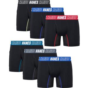 Hanes Boys' Moves Underwear, Anti-chafe Boxer Briefs for Boys, 6-pack, Large