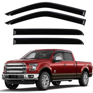 Rain Guards Fit for Ford F150 Super Crew 2015-2026, Tape-on Side Windows Wind Deflectors for Ford F250, F350, F450, F550 2017-2022, Window Rain Guard for Trucks - 4 PCS