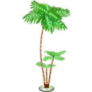 OUSHENG Lighted Palm Tree Bar Outdoor Christmas Decorations Decor, Light Up LED Artificial Fake Faux Trees Lights for Outside Patio Yard Pool Porch Deck Party Tropical, 7FT
