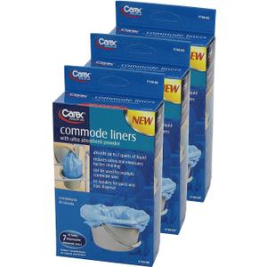 Carex Commode Liners, 21 Liners - Fits Most Commodes, with Absorbent Powder, Holds 2 Quarts Liquid, Disposable - 7 Toilet Liners/Box, Pack of 3