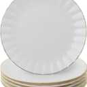 BTaT- Porcelain Dinner Plates With Gold Trim, 10.5 Inch, Set of 6, White Plate Set, Bulk