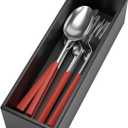 Black Bamboo Drawer Organizer - Silverware&Utensil Holder Organizer for Kitchen Drawers, Multi-Use Drawer Dividers Boxes for Bathroom CounterCabinet, Garage, Office Desk, Makeup, Jewelry (9"3"2.5")