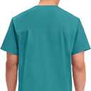 Cherokee Men's V-Neck Top Traditional fit with 4 Pockets, Ultra Soft, Durable, Fade Resistant, 2-Way Stretch Fabric - Teal Blue (XXL)