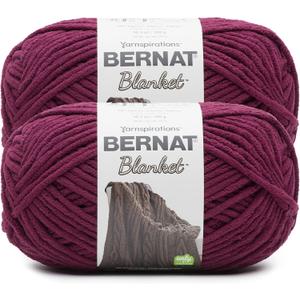 Bernat Blanket BB Burgundy Plum Yarn - 2 Pack of 300g/10.5 oz - 100% Polyester - #6 Super Bulky - 220 Yards - Knitting/Crochet