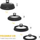 Microwave Splatter Cover Vented Glass Splatter Guard Lid with Collapsible Silicone for Food as Pot Cover Plate 10.8 inch for 6 7 8 9 10 inch Plate Bowl (Black)