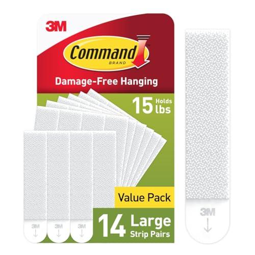 Command Large Picture Hanging Strips, White, Holds up to 16 lbs, 12-Pairs, Easy to Open Packaging