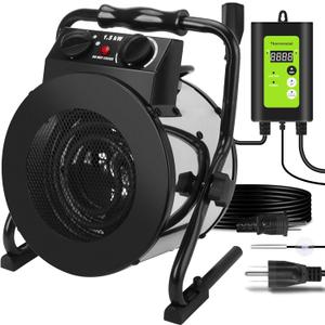 Greenhouse Heater with Digital Thermostat, Grow Tent Heater, Overheat Protection & Fast Heating, Electric Space Heaters for Patio, Garage, Greenhouse