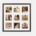 16x16 Distressed Wood Picture Frame with White Mat for Nine 4x4 Photos Portrait