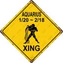Aquarius Zodiac Sign Cross Xing Vintage Metal Tin Sign Bar Cafe Garage Cave Home Room Wall Bathroom Farmhouse Garden Porch Patio Decor, 8 x 8 Inch