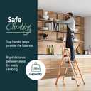WOA WOA 4 Step Ladder, Ladders for Home, Anti-Slip Pedals, Aluminum Step Stool Foldable, Lightweight to Move, Ease of Storage, Reach 9ft for Closet Kitchen Library, Hold 300lbs - Wood Grain