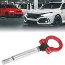 X AUTOHAUX Red Aluminum Alloy Front Bumper Trailer Ring Eye Towing Tow Hook Screw for Subaru Impreza WRX BRZ