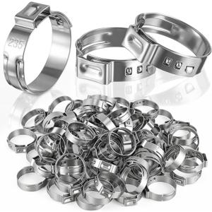 200 Pcs 3/4 Inch PEX Cinch Clamps, 304 Stainless Steel Crimp Rings Single Ear Hose Clamps for PEX Tubing Pipe Fitting Connections, Silver