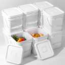 Hushee 12 Pack 4 Gallon Square Bucket White Food Grade Bucket with Handles and Lid Square Plastic Heavy Duty Container Storage Food Storage Pail for Packaging Sealing Dry Camping Fishing, 10.7 x 8.8 x 12.2 inches