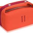 Fashion Makeup Bag for Women, Orange Red Canvas Make up Travel Bag, Hanging Cosmetic Bag Organizer for Wome