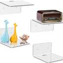 4 Pack Small Wall Shelf, 4'' Acrylic Wall Shelves Display Ledges for Storage & Decoration, Small Floating Shelf for Wall with 2 Types of Installation (Adhesive or Screw) (Clear)