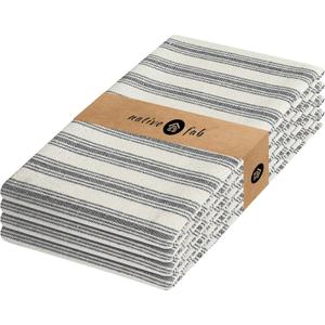 Native Fab 4 Pack Farmhouse Modern Stripe Kitchen Dish Towels Cotton Super Absorbent Quick Drying Reusable 18x26 Inches - Bar Hand Towels, Kitchen Cleaning Towels with Hanging Loop, Zaha Black (Set of 4)