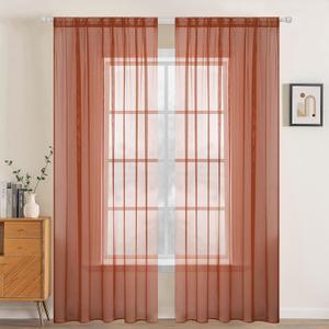 MIULEE 2 Panels Solid Color Sheer Window Curtains Elegant Window Voile Fall Panels/Drapes/Treatment for Bedroom Living Room (54X72 Inches Burnt Orange)