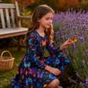 Funnycokid Girls Dress Size 8-9 Long Sleeve Kids Clothes