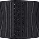 Atbuty Super Short Torso Waist Trainers Cincher Corset Tummy Shaper Slimming Latex Girdle (XX-Small, Black (7'' Torso, Breathable, 25 Bones))