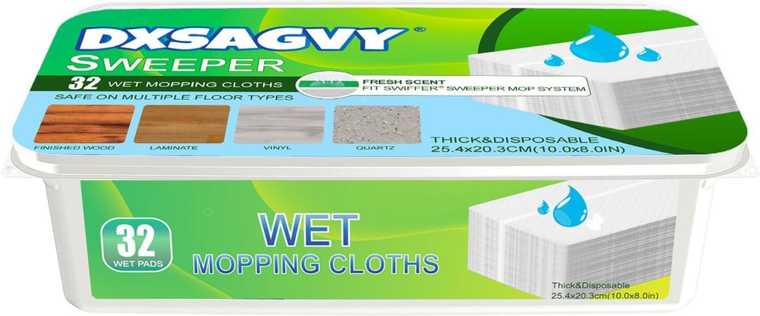 Upgraded Wet Mop Pads for Swiffer Sweeper Wet Mopping Cloths Refills,32 Count