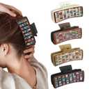 Riceshoot Bookshelf Hair Clips Teacher Appreciation Gifts Barrettes Accessories for Women Book Lovers Graduation Librarian Gifts Funny Matte Leather Hairpins in Neutral Colors