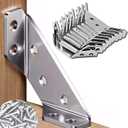 3 x Heavy Duty Stainless Steel Furniture Corner Connectors - Triangle Bracket with Drill and Screws, Universal for Wood Furniture, Drawers, Cabinets, Tables, and Chairs