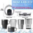 2Pcs 30oz Replacement Yeti Tumbler Lids, Only for Yeti 30 oz Tumbler, 14 oz Mug, with Strong Magnetic Slider Switch, Good Spill Proof Effect Coffee Cup Travel Cover Lids, BPA Free
