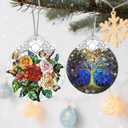 Butterfly & Rose Christmas Decorations - Christmas Ornaments for Tree | Stained Glass Ornament | Holiday Ornament Flower Lover Gifts | Gift Ideas | Xmas Gift