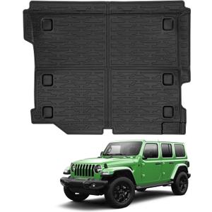 Cargo Mat Compatible with 2018-2024 Jeep Wrangler JL 4 Door 4X4(Fuel Version), Black TPE Trunk Liner Cargo Liner Rear All-Weather Protection for Jeep Wrangler 4 Door JL Accessories Cargo mat