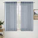 MIULEE Chambray Blue Linen Curtains 54 Inch Length 2 Panels for Bedroom Living Room, Soft Linen Textured Window Drapes Semi Sheer Light Filtering Back Tab Rod Pocket Farmhouse Modern Burlap Look Decor, 52"W x 54"L
