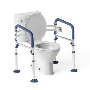 Loyoda Toilet Safety Rails for Seniors,Height-Adjustable Toilet Frame Width-Adjustable Toilet Handles Toilet Rail Provides Support for Seniors, Pregnant Disabled Blue