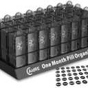 Monthly Pill Organizer 2 Times a Day, CAidRE 30 Day Pill Organizer AM PM, One Month Pill Boxes and Organizer, 31 Day Pill Organizer with Weekly Pill Holder for Fish Oil, Vitamins, Supplements, Black
