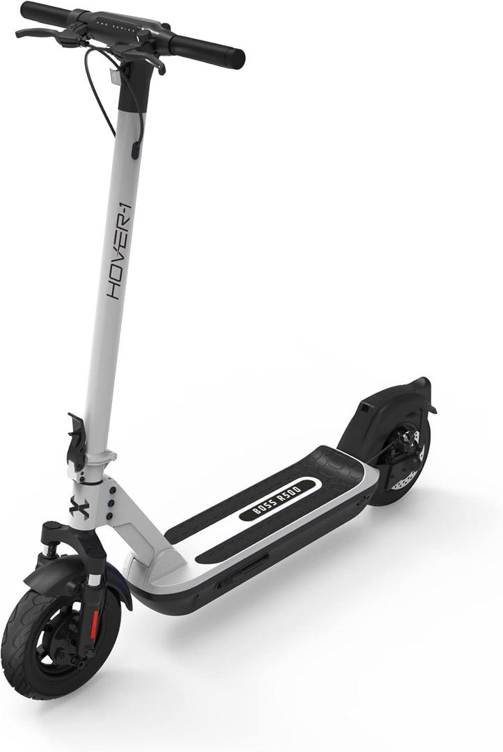 Hover-1 Pro Series Boss Foldable Electric Scooter with 500W Brushless Motor, 20 mph Max Speed, 10 Honeycomb Tires and 24 Mile Range (White)