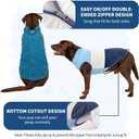 Reversible Dog Winter Coat, Waterproof Warm Fleece Sweater Windproof Lightweight Pet Snow Jacket for Medium Large Dogs with Double Ended Zipper, Cold Weather Dog Coat,Blue,M (M (Neck 15.716.5", Chest 24.425.2"))